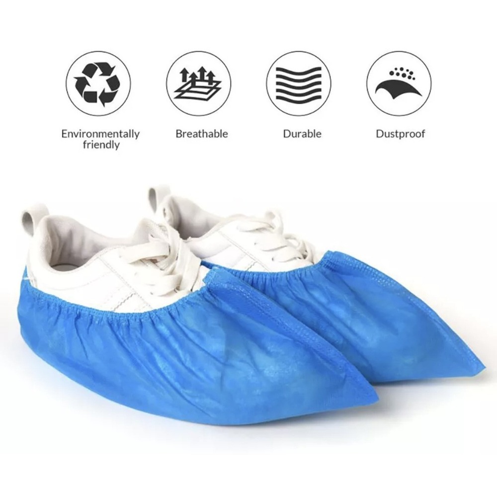 100Pcs Blue Disposable Shoe Covers Non-woven Non-Slip Resistant Dust proof NEW - Picture 3 of 5